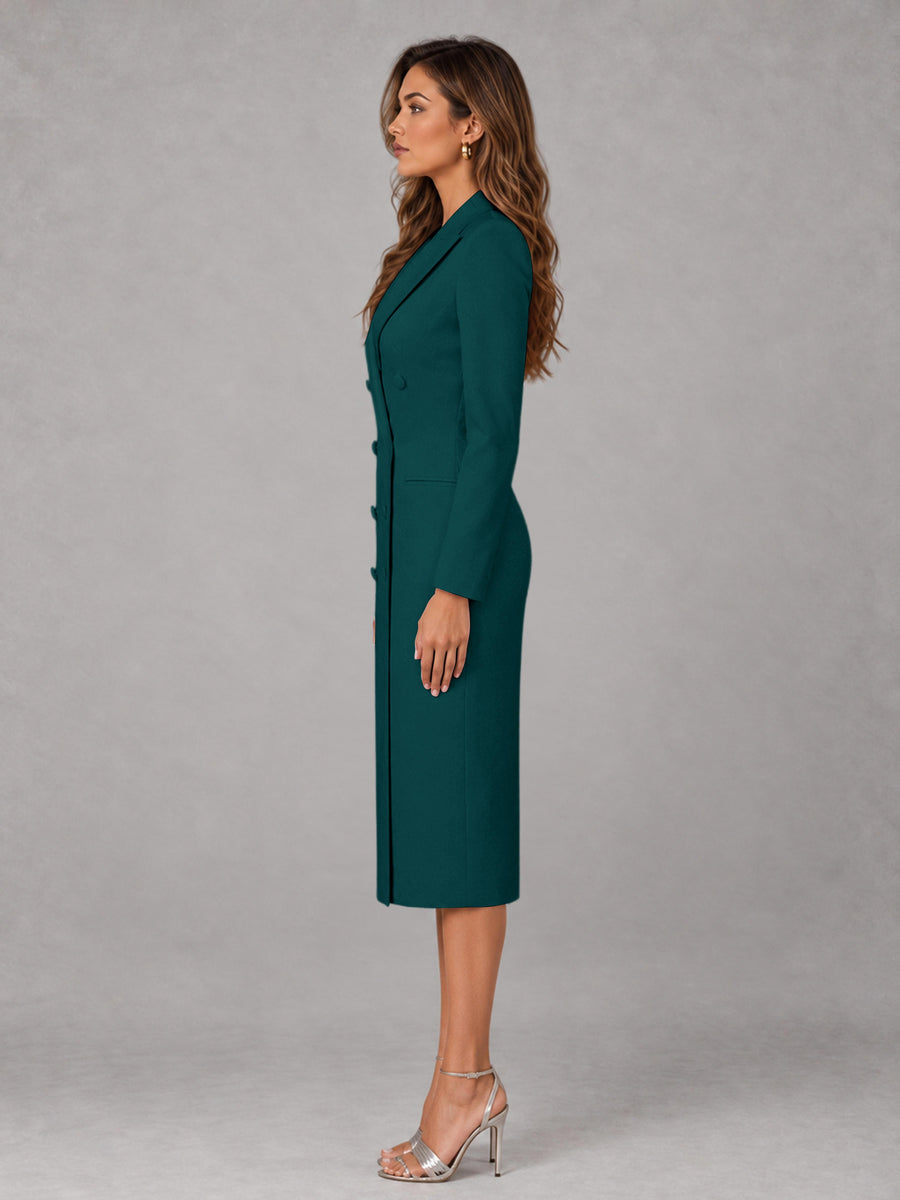 Peacock Tailored Fit Peak Lapel Double Breasted Tea-Length Women's Blazer