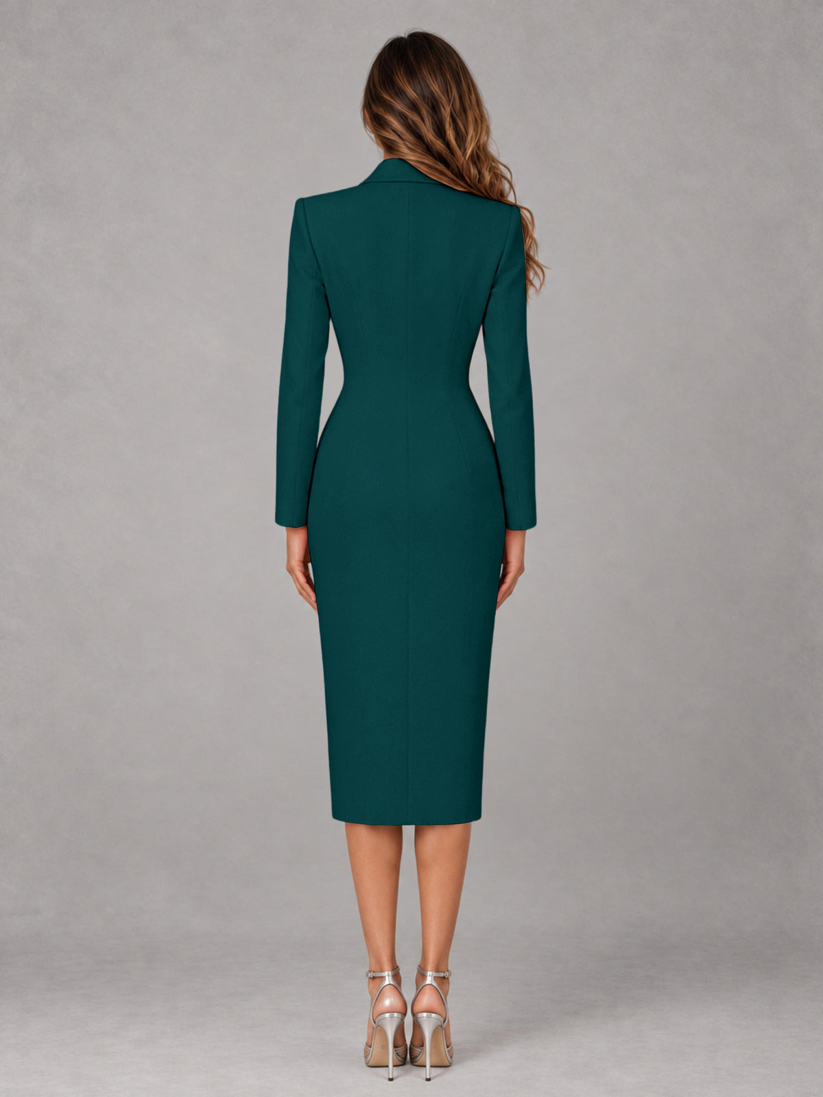 Peacock Tailored Fit Peak Lapel Double Breasted Tea-Length Women's Blazer
