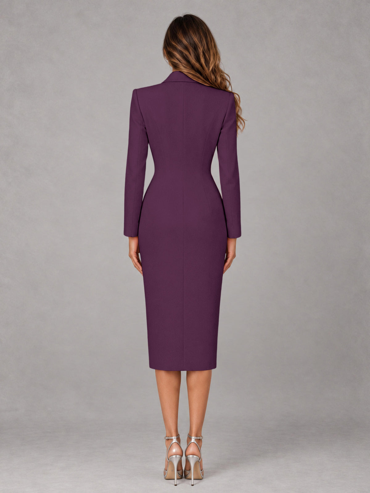 Plum Tailored Fit Peak Lapel Double Breasted Tea-Length Women's Blazer