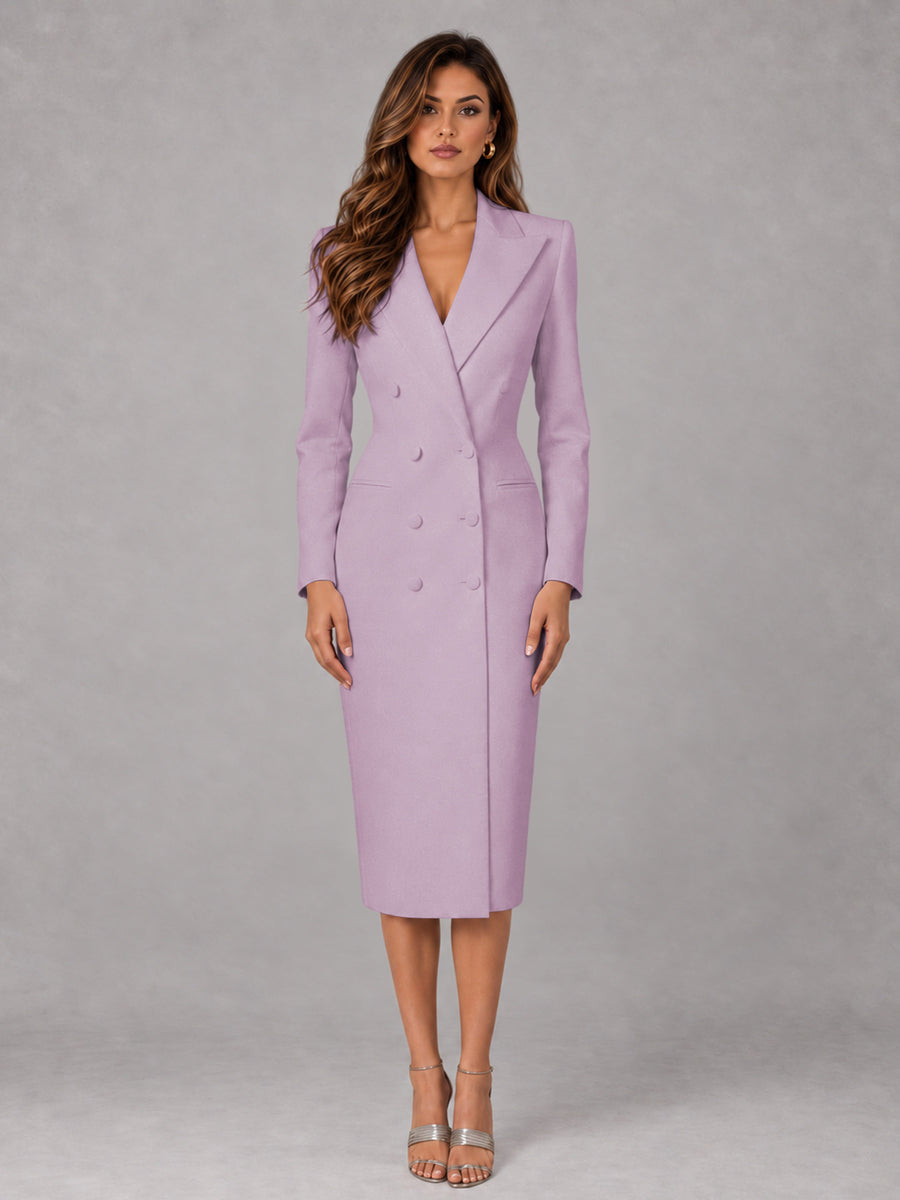 Wisteria Tailored Fit Peak Lapel Double Breasted Tea-Length Women's Blazer