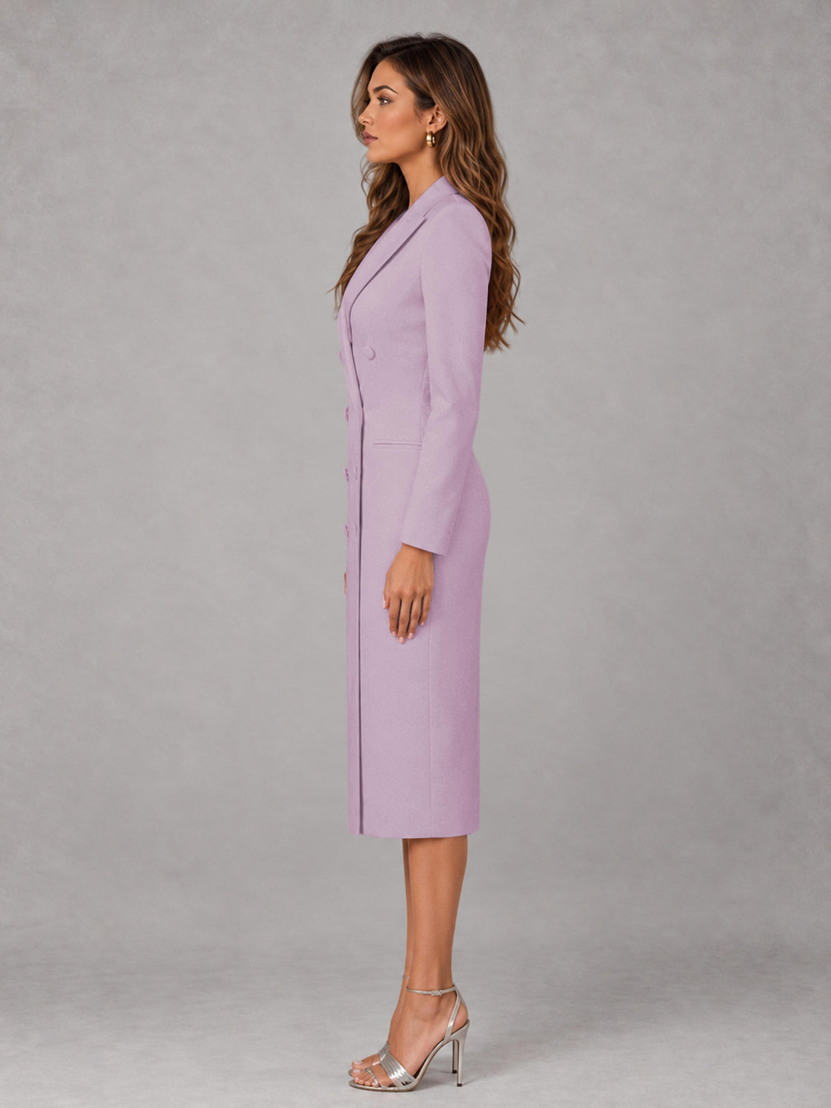 Wisteria Tailored Fit Peak Lapel Double Breasted Tea-Length Women's Blazer