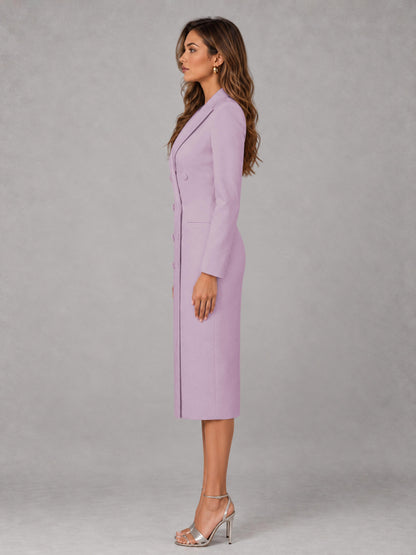 Wisteria Tailored Fit Peak Lapel Double Breasted Tea-Length Women's Blazer