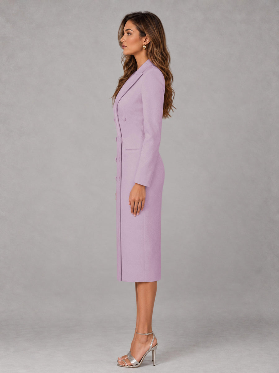 Wisteria Tailored Fit Peak Lapel Double Breasted Tea-Length Women's Blazer