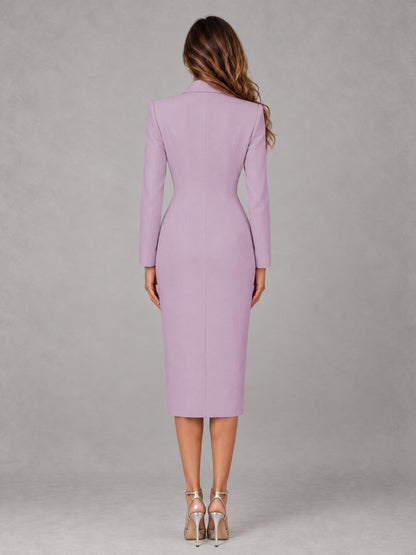 Wisteria Tailored Fit Peak Lapel Double Breasted Tea-Length Women's Blazer