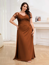 Time-honored Sheath Ruched Chiffon Floor Length Plus Size Mother Of The Bride Dresses