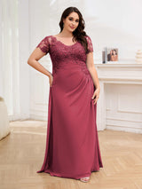 Time-honored Sheath Ruched Chiffon Floor Length Plus Size Mother Of The Bride Dresses