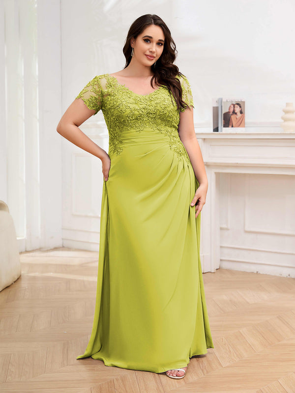 Daffodil Time-honored Sheath Ruched Chiffon Floor Length Plus Size Mother Of The Bride Dresses