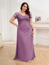 Time-honored Sheath Ruched Chiffon Floor Length Plus Size Mother Of The Bride Dresses