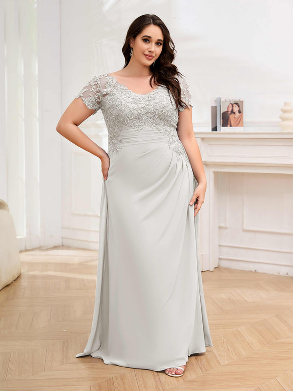 Ivory Time-honored Sheath Ruched Chiffon Floor Length Plus Size Mother Of The Bride Dresses
