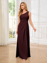 Timeless A-Line One Shoulder Sleeveless Chiffon Floor Length Bridesmaid Dresses