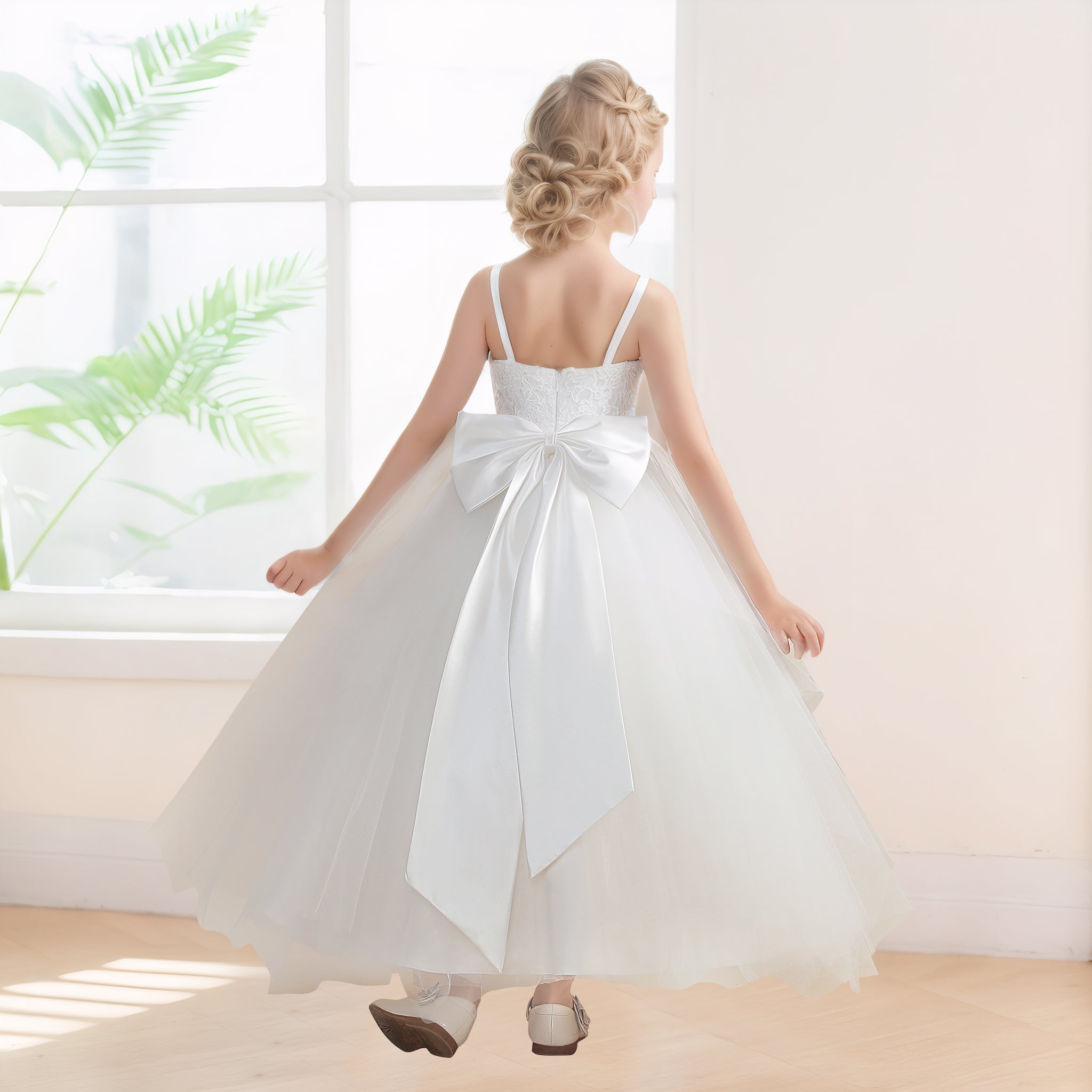 Timeless A-Line Sleeveless Tulle Applique Long Flower Girl Dresses