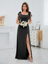 Timeless Square Neck Floor Length Chiffon Bridesmaid Dresses