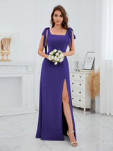 Timeless Square Neck Floor Length Chiffon Bridesmaid Dresses