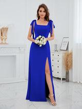 Timeless Square Neck Floor Length Chiffon Bridesmaid Dresses