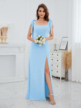 Timeless Square Neck Floor Length Chiffon Bridesmaid Dresses