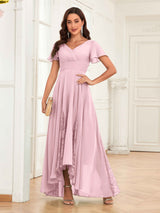 Trendy Cap Sleeves Ruched Lace Chiffon Mother Of The Bride Dresses
