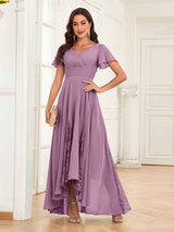 Trendy Cap Sleeves Ruched Lace Chiffon Mother Of The Bride Dresses
