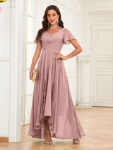 Trendy Cap Sleeves Ruched Lace Chiffon Mother Of The Bride Dresses
