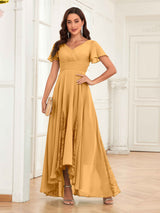 Trendy Cap Sleeves Ruched Lace Chiffon Mother Of The Bride Dresses