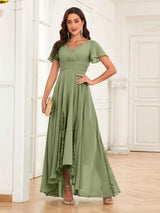 Trendy Cap Sleeves Ruched Lace Chiffon Mother Of The Bride Dresses