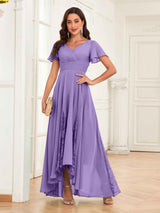 Trendy Cap Sleeves Ruched Lace Chiffon Mother Of The Bride Dresses