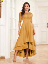 Trendy Half Sleeves Appliques Lace Chiffon Mother Of The Bride Dresses