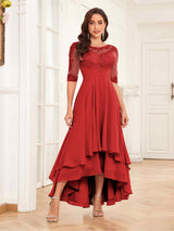 Trendy Half Sleeves Appliques Lace Chiffon Mother Of The Bride Dresses