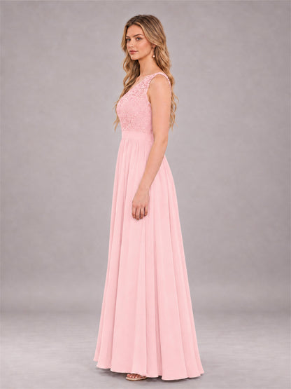 Blush Pink Trendy Lace Appliques One Shoulder Chiffon Bridesmaid Dress With Pockets