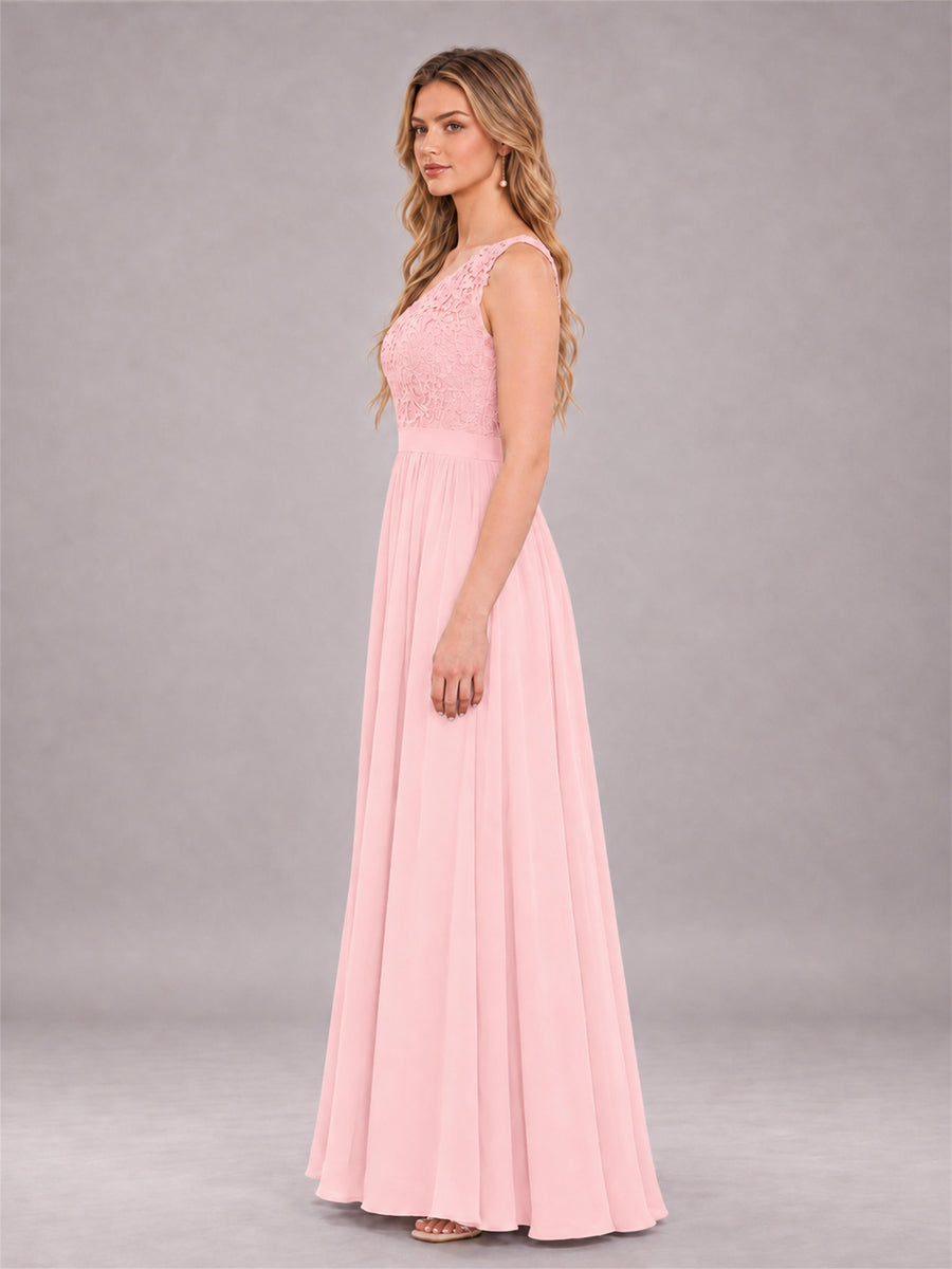 Blush Pink Trendy Lace Appliques One Shoulder Chiffon Bridesmaid Dress With Pockets