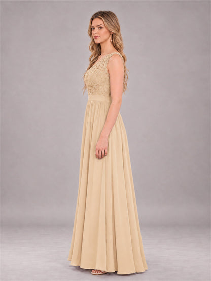 Champagne Trendy Lace Appliques One Shoulder Chiffon Bridesmaid Dress With Pockets