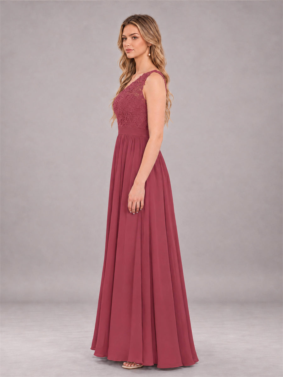 Cinnamon Rose Trendy Lace Appliques One Shoulder Chiffon Bridesmaid Dress With Pockets
