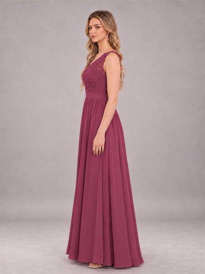 Desert Rose Trendy Lace Appliques One Shoulder Chiffon Bridesmaid Dress With Pockets