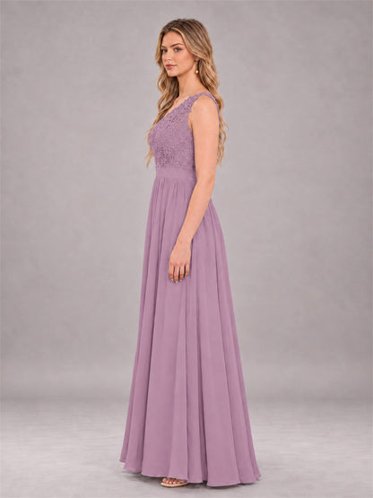 Dusty Purple Trendy Lace Appliques One Shoulder Chiffon Bridesmaid Dress With Pockets