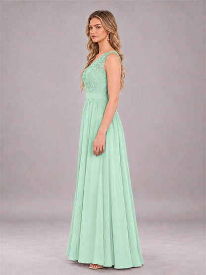 Mint Green Trendy Lace Appliques One Shoulder Chiffon Bridesmaid Dress With Pockets