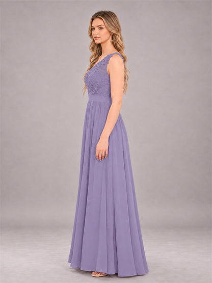 Tahiti Trendy Lace Appliques One Shoulder Chiffon Bridesmaid Dress With Pockets