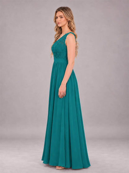Teal Trendy Lace Appliques One Shoulder Chiffon Bridesmaid Dress With Pockets