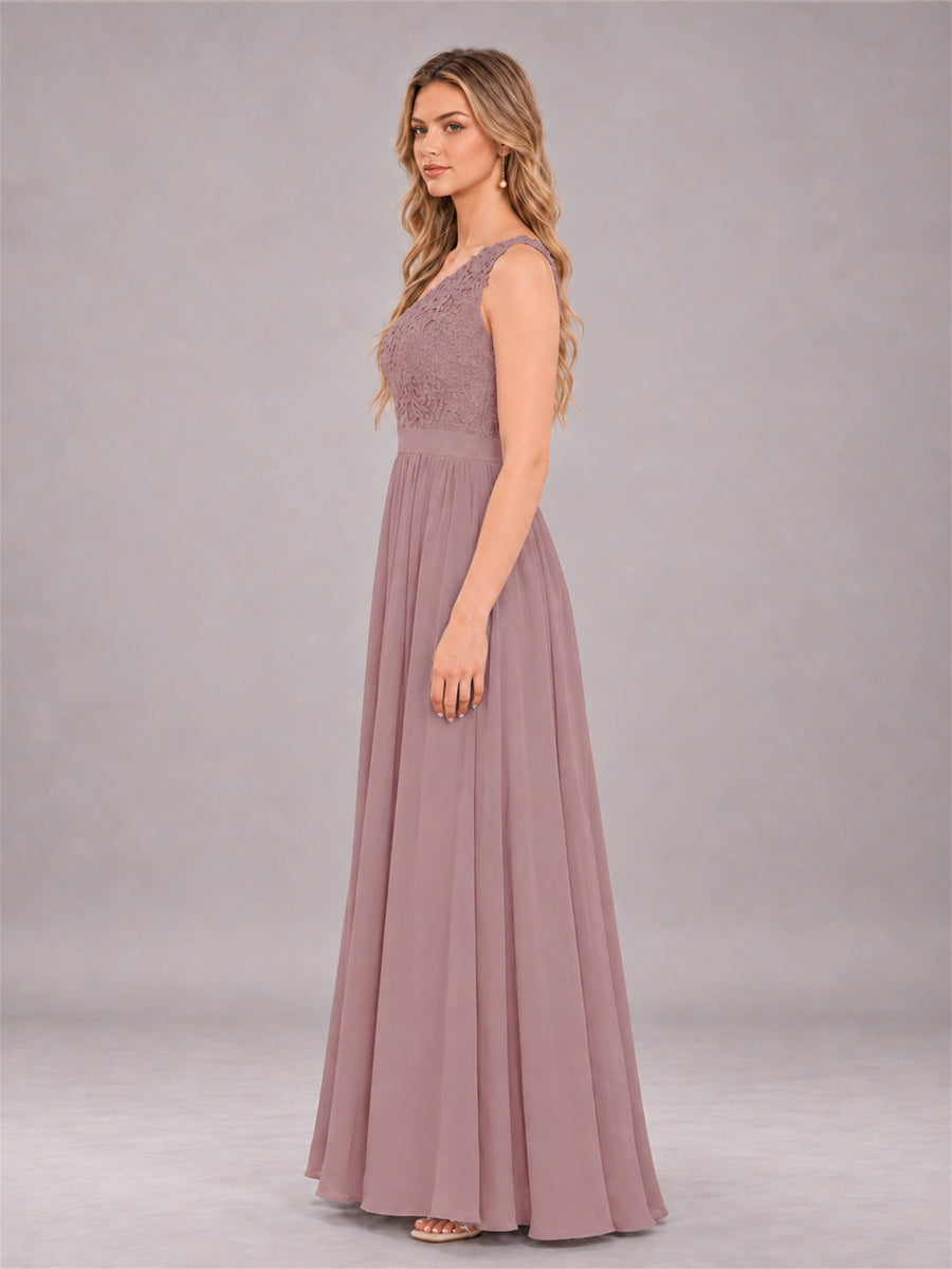 Vintage Mauve Trendy Lace Appliques One Shoulder Chiffon Bridesmaid Dress With Pockets