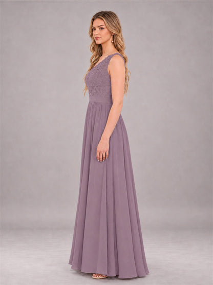 Wisteria Trendy Lace Appliques One Shoulder Chiffon Bridesmaid Dress With Pockets