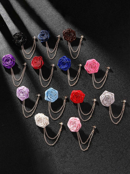 Trendy Men’s Rose Flower Lapel Pin Stylish Suit Brooch Accessory