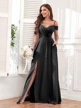 Trendy Off The Shoulder Spaghetti Straps Chiffon Bridesmaid Dresses