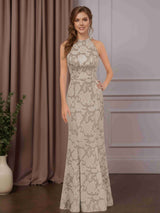Trumpet/Mermaid Halter Neck Sleeveless Floor-Length Mother of the Bride Dresses with Ruched
