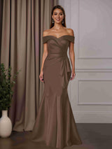 Trumpet/Mermaid Off-The-Shoulder Floor-Length Mother of the Bride Dresses with Ruffles