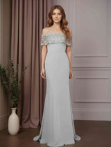 Trumpet/Mermaid Off-The-Shoulder Floor-Length Mother of the Bride Dresses with Lace