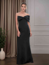 Trumpet/Mermaid Off-The-Shoulder Sleeveless Floor-Length Mother of the Bride Dresses with Bowknot