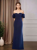 Trumpet/Mermaid Off-The-Shoulder Sleeveless Floor-Length Mother of the Bride Dresses with Ruffles