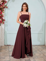 Vibrant A-Line Spaghetti Straps Ruffles Chiffon Bridesmaid Dresses