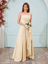 Vibrant A-Line Spaghetti Straps Ruffles Chiffon Bridesmaid Dresses