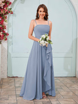 Vibrant A-Line Spaghetti Straps Ruffles Chiffon Bridesmaid Dresses