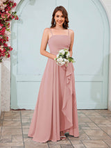 Vibrant A-Line Spaghetti Straps Ruffles Chiffon Bridesmaid Dresses