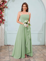 Vibrant A-Line Spaghetti Straps Ruffles Chiffon Bridesmaid Dresses